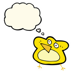 funny cartoon robin with thought bubble