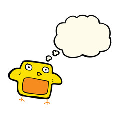 cartoon bird with thought bubble