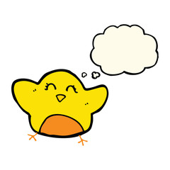 cartoon bird with thought bubble
