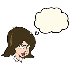 cartoon annoyed woman with thought bubble
