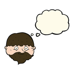 cartoon bearded man with thought bubble