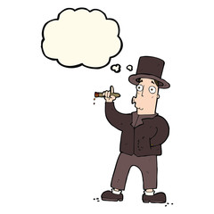 cartoon smoking gentleman with thought bubble