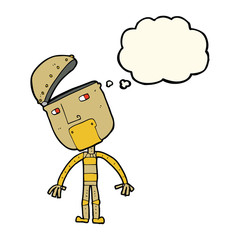 cartoon robot with thought bubble
