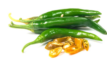 Green peppers isolated on white
