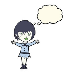 cartoon vampire girl with thought bubble