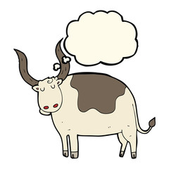 cartoon ox with thought bubble