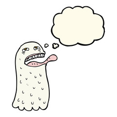 cartoon funny ghost with thought bubble