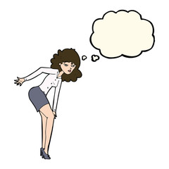 cartoon annoyed woman rubbing knee with thought bubble