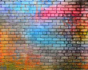 Peel and stick wall murals Graffiti Colorful brick wall texture