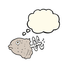 cartoon fish head with thought bubble