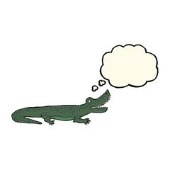 cartoon happy crocodile with thought bubble