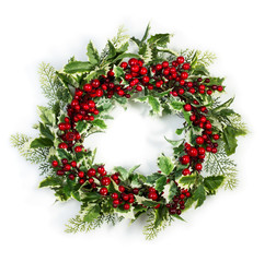 Fototapeta na wymiar Christmas holly wreath