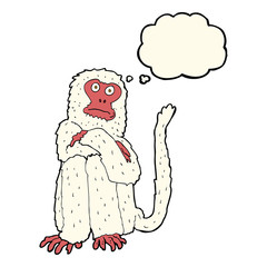 cartoon monkey with thought bubble