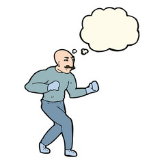 cartoon victorian boxer with thought bubble