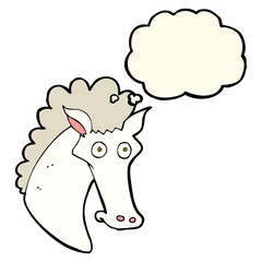 cartoon horse head with thought bubble
