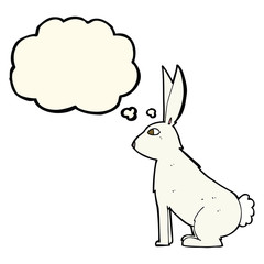 cartoon rabbit with thought bubble