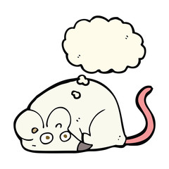 cartoon white mouse with thought bubble