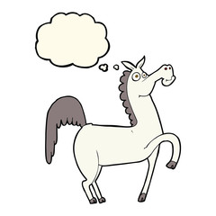 funny cartoon horse with thought bubble