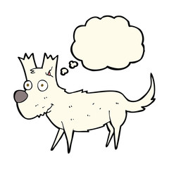 cartoon cute little dog with thought bubble