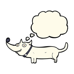 cartoon happy dog with thought bubble