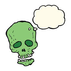 cartoon skull with thought bubble