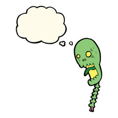 funny cartoon skull with thought bubble