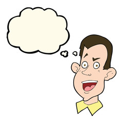 cartoon male face with thought bubble