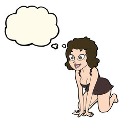 cartoon funny sexy woman with thought bubble