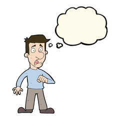 cartoon shocked man with thought bubble