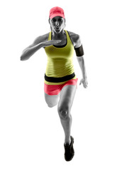 Runner woman's silhouette in action. Studio shot.