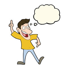 cartoon man with great idea with thought bubble