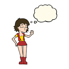 cartoon cool girl with thought bubble