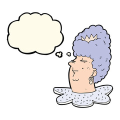 cartoon queen head with thought bubble