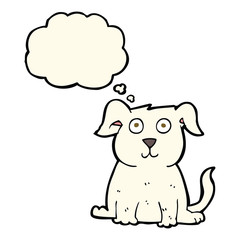 cartoon happy dog with thought bubble