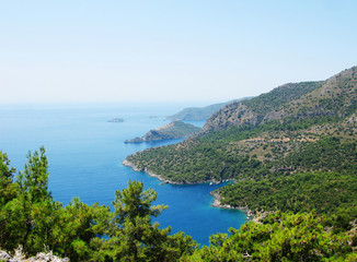 Fototapeta na wymiar coastline landscape of mediterranean sea turkey
