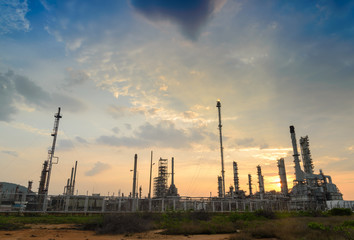 Oil refinery at sunrise