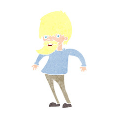 cartoon bearded man shrugging shoulders