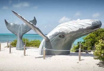 Blue whale statue on Grand Turk Island