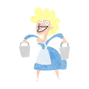 recommend clip art: cartoon milkmaid carrying buckets