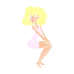 cartoon sitting woman in dress