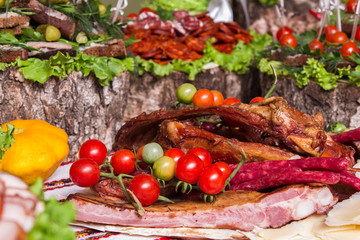 Table with food and drink