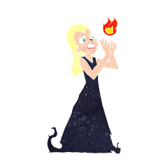 cartoon witch woman casting spell