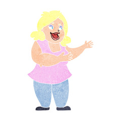 cartoon happy fat woman