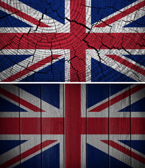 United Kingdom Flag painted on old wood background