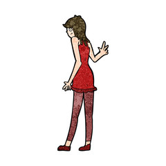 cartoon woman waving