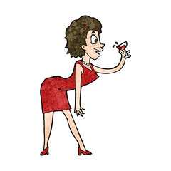 cartoon woman with drink