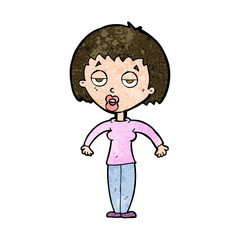 cartoon woman shrugging shoulders