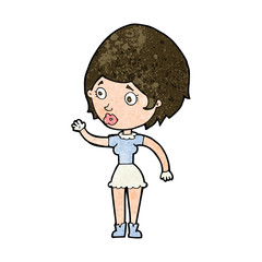 cartoon woman waving
