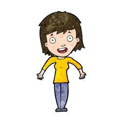 cartoon woman shrugging shoulders