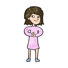 cartoon happy woman